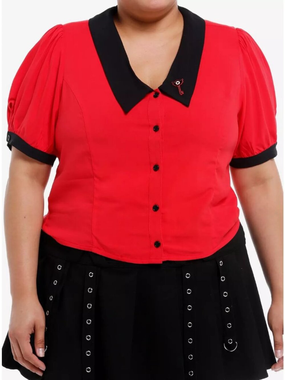Hot Topic NWT Hazbin Hotel Vaggie Pin Girls Woven Button-Up size 4X